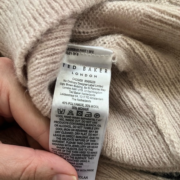 Ted Baker Veolaa Cable Knit Wool Mohair Blend Sweater lilac purple pink Size M 3 - Picture 9 of 10